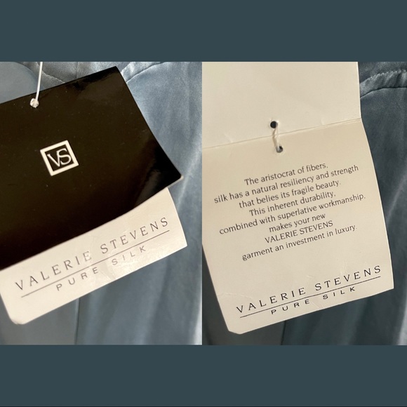 VALERIE STEVENS PURE 100% SILK STEEL BLUE BIAS CUT NIGHTGOWN L NWT - Picture 6 of 8